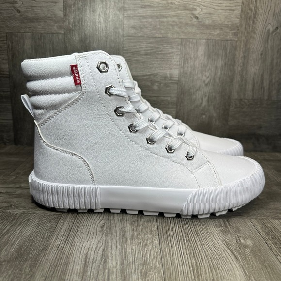 Levi's Shoes - Levi's High Top Sneakers Womens 7.5 White Faux Leather Lug Sole Casual NEW